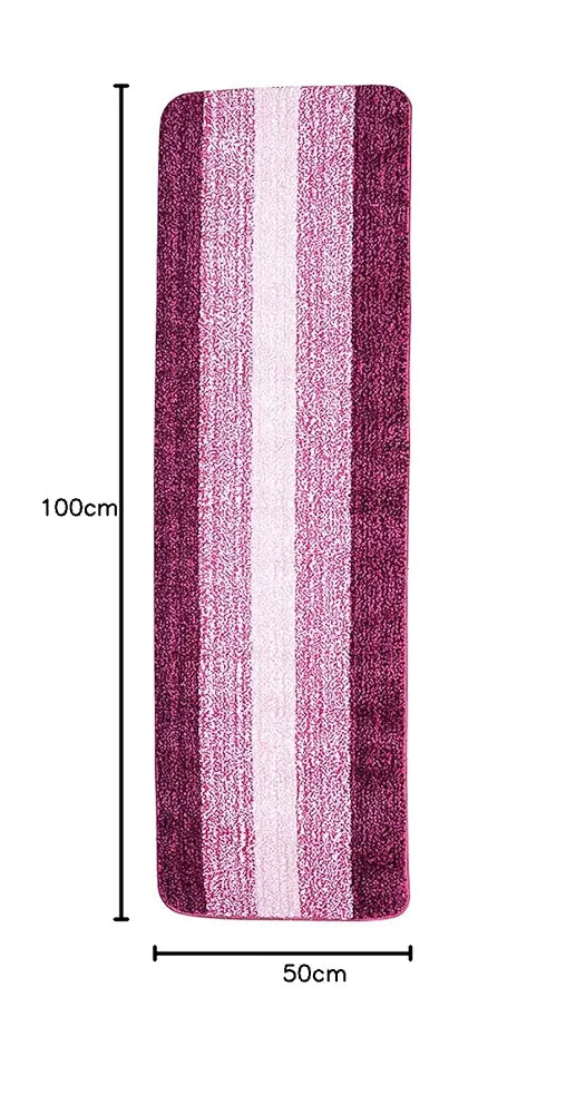 Saral Home Microfiber Striped Rectangle Anti-Skid Runner | Soft & Super Absorbent, Washable Multipurpose Bedside Runner for Home/Kitchen/Lobby/Office Entrance, 50X100 CM | Pack of 1